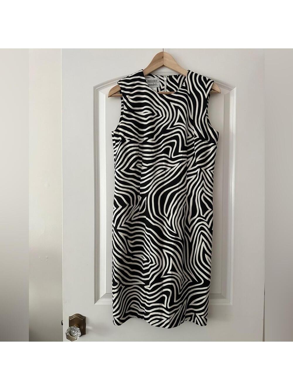 Vintage Constance Saunders Black and White Zebra Sheath Dress